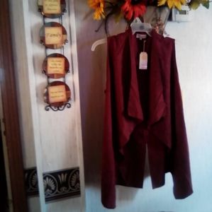 Mudpie burgundy open suede jacket vest